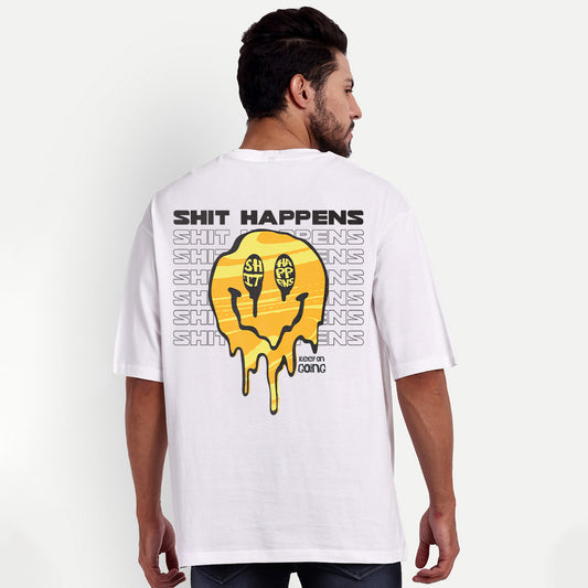 SHIT HAPPENS WHITE OVERSIZED T-SHIRT