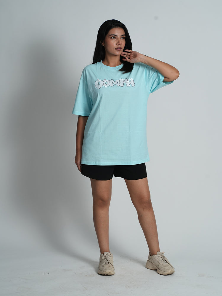 Bloopers Oomph Skyblue Oversized Half Sleeve T-shirt