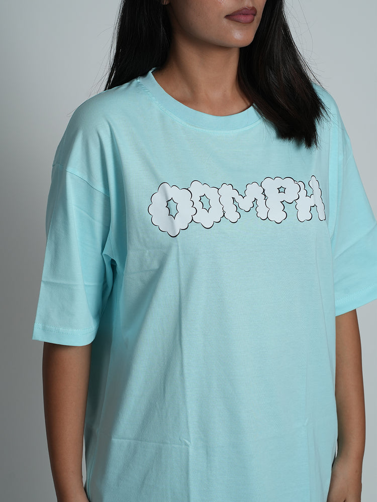 Bloopers Oomph Skyblue Oversized Half Sleeve T-shirt