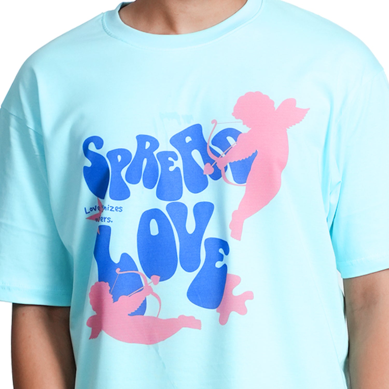 Spread Love men oversized roundneck skyblue t-shirt
