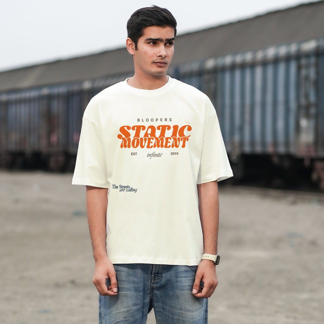 Bloopers Static Off white Oversized T- shirt