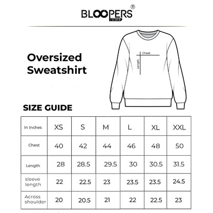 Bloopers Blue Oversized Full Sleeve Cotton Sweatshirt for Men's