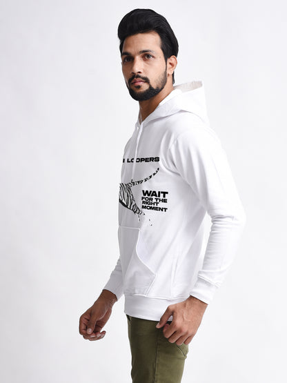 White Men's Tranding Tiger  Printed  Hoodie