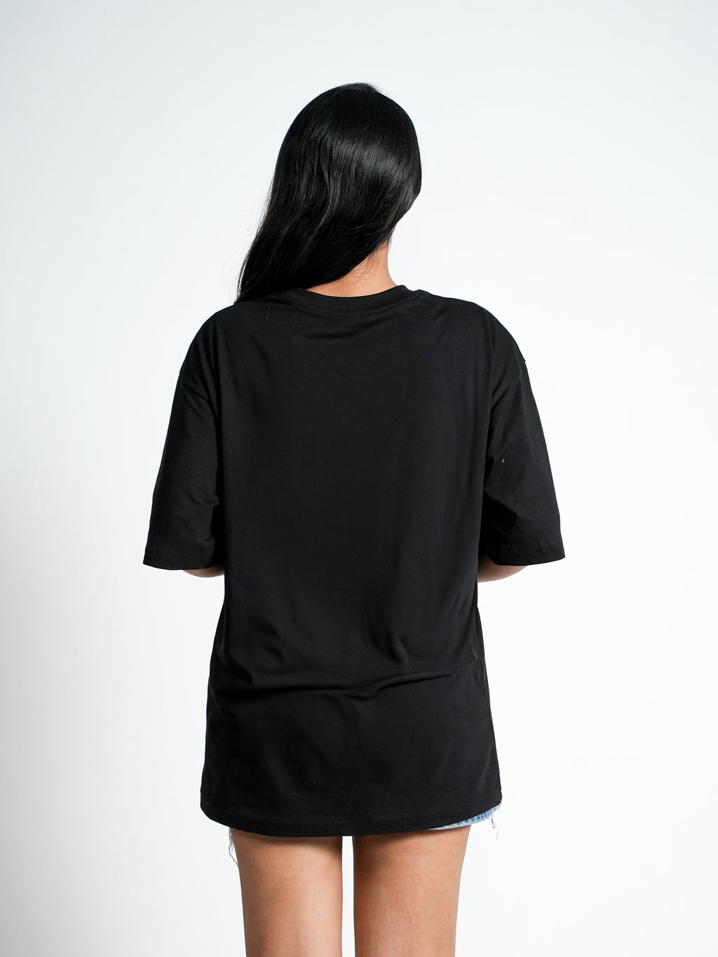 Your Soul Black Oversized cotton Blend Dropshoulder T-shirt for Women