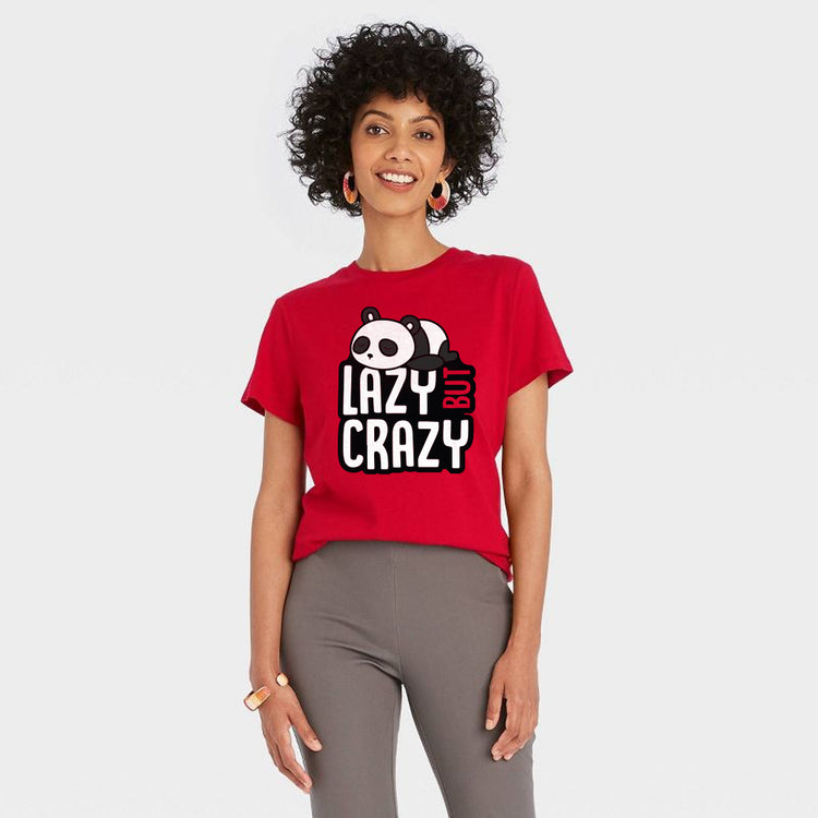LAZY BUT CRAZY RED ROUND NECK T SHIRT