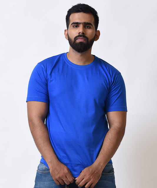 Basic Royal Blue Regular Fit Roundneck T-shirt