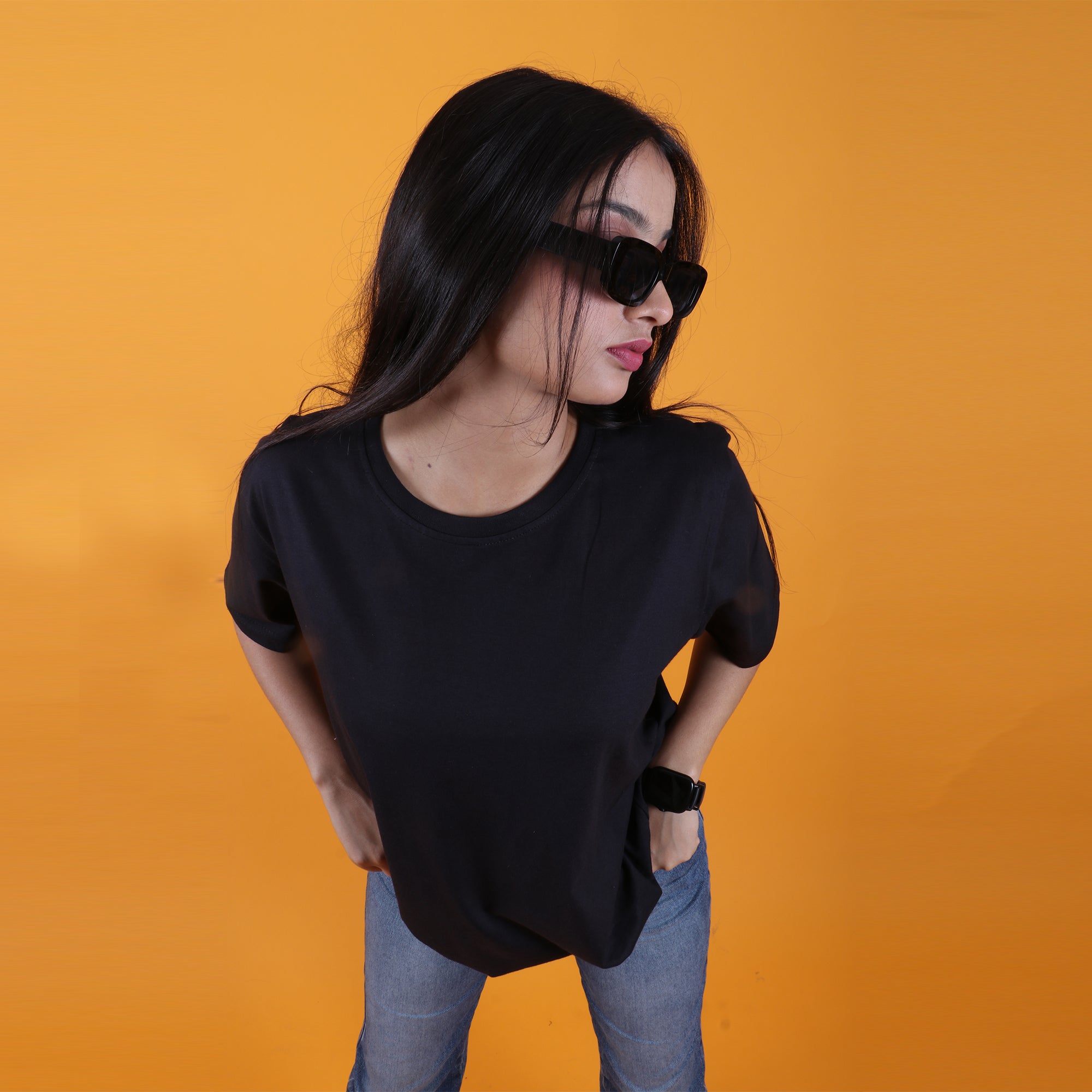 BASIC OVERSIZED BLACK WOMEN T-SHIRT