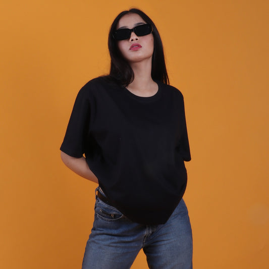 BASIC OVERSIZED BLACK WOMEN T-SHIRT