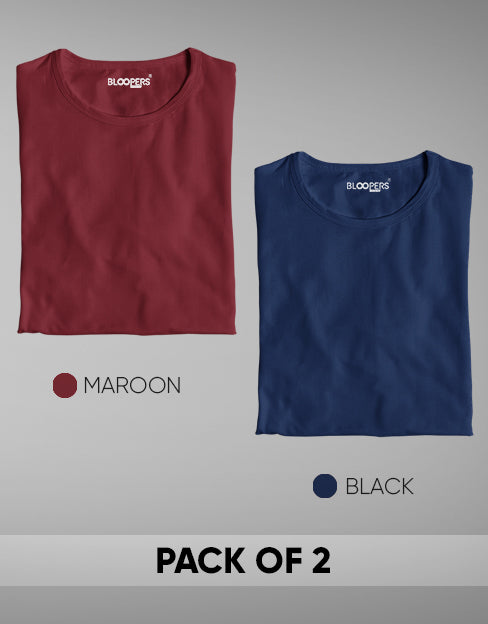 BASIC COMBO WOMEN TSHIRT NAVY BLUE & MAROON