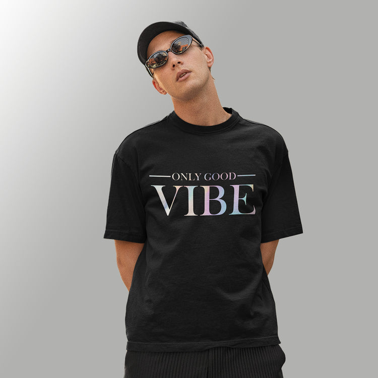 ONLY GOOD VIBES OVERSIZED BLACK T-SHIRT