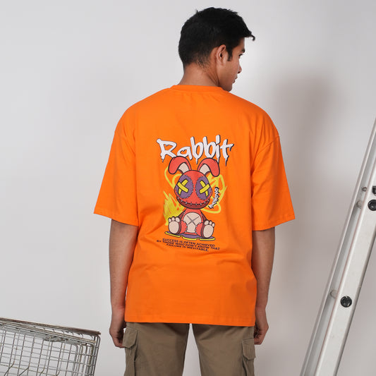 Rabbit Oversized loose fit Orange T-shirt