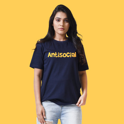 ANTISOCIAL NAVY BLUE WOMEN T SHIRT