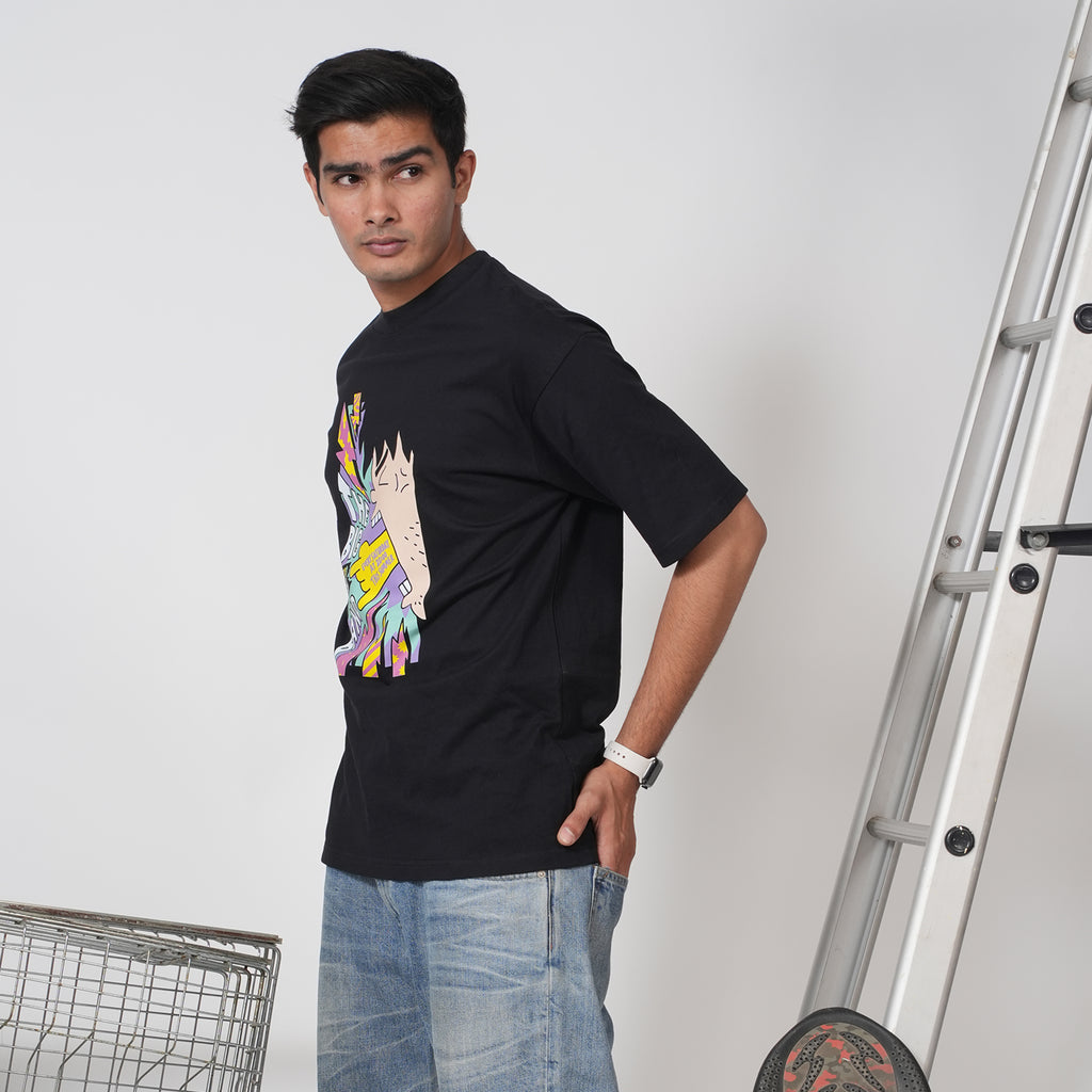 BIG BAND GRAPHIC OVERSIZED BLACK T-SHIRT