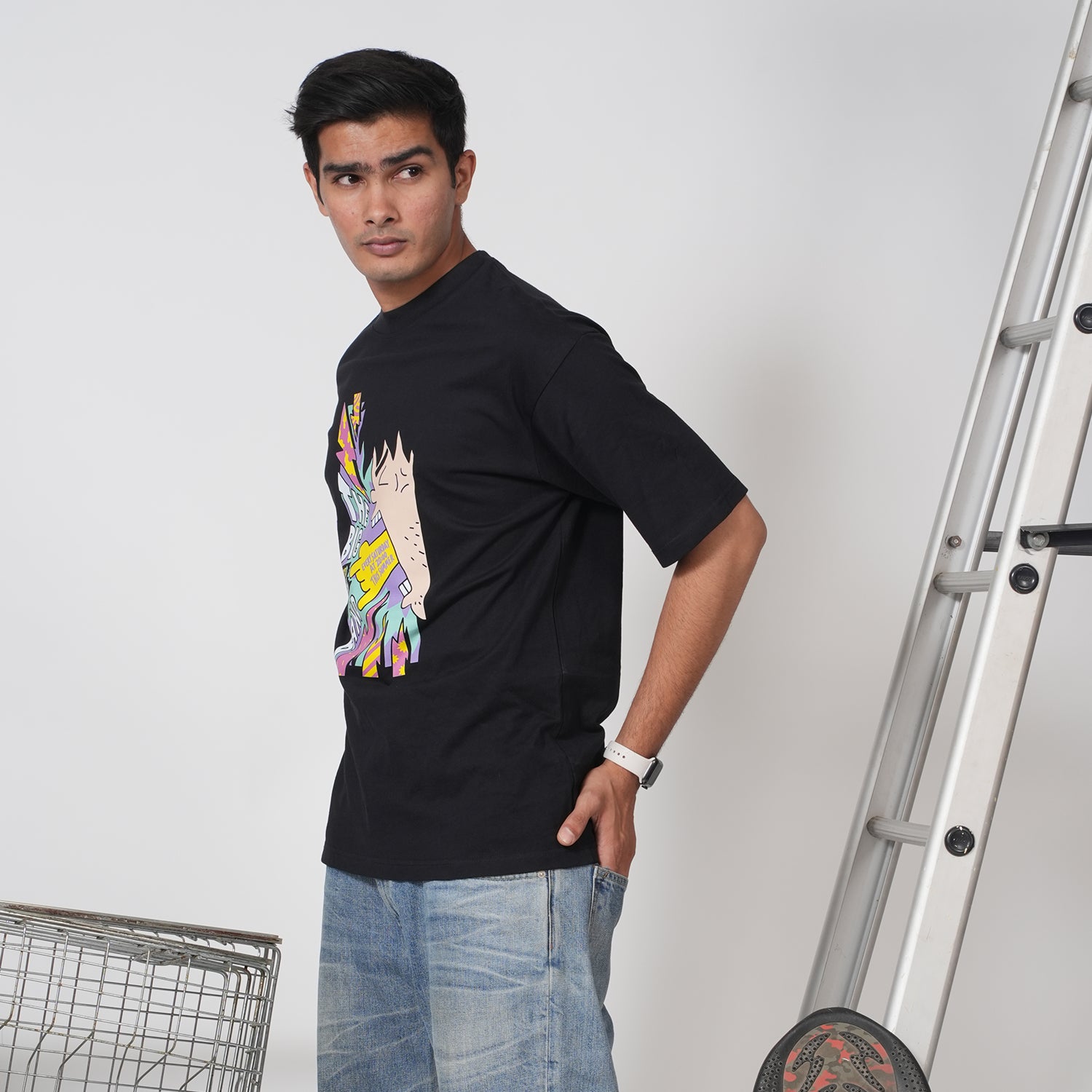 BIG BAND GRAPHIC OVERSIZED BLACK T-SHIRT