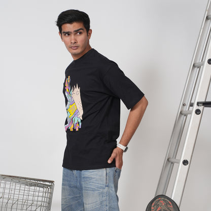 BIG BAND GRAPHIC OVERSIZED BLACK T-SHIRT