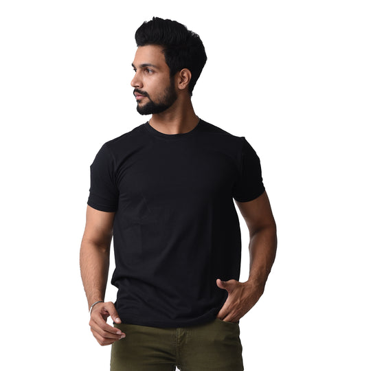 Basic Black Regular Fit Roundneck T-shirt