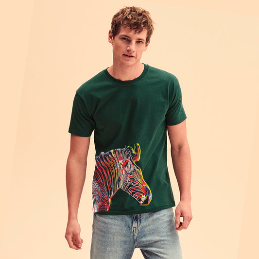 Zebra Print on Forest Green T-shirt