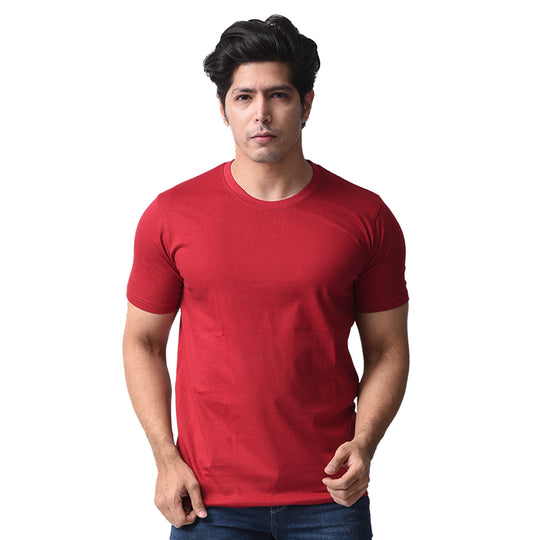 Basic Rosewood Maroon Regular Fit Roundneck T-shirt