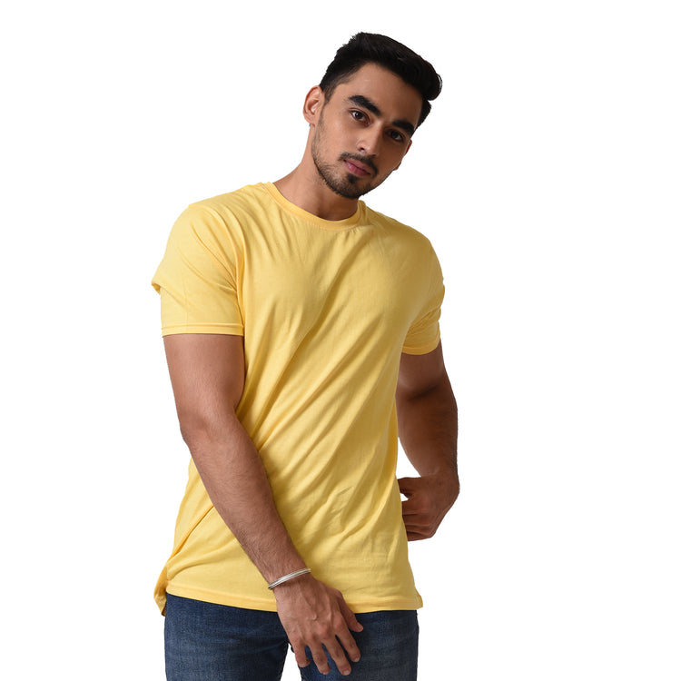 Basic Lemon Yellow Regular Fit Roundneck T-shirt